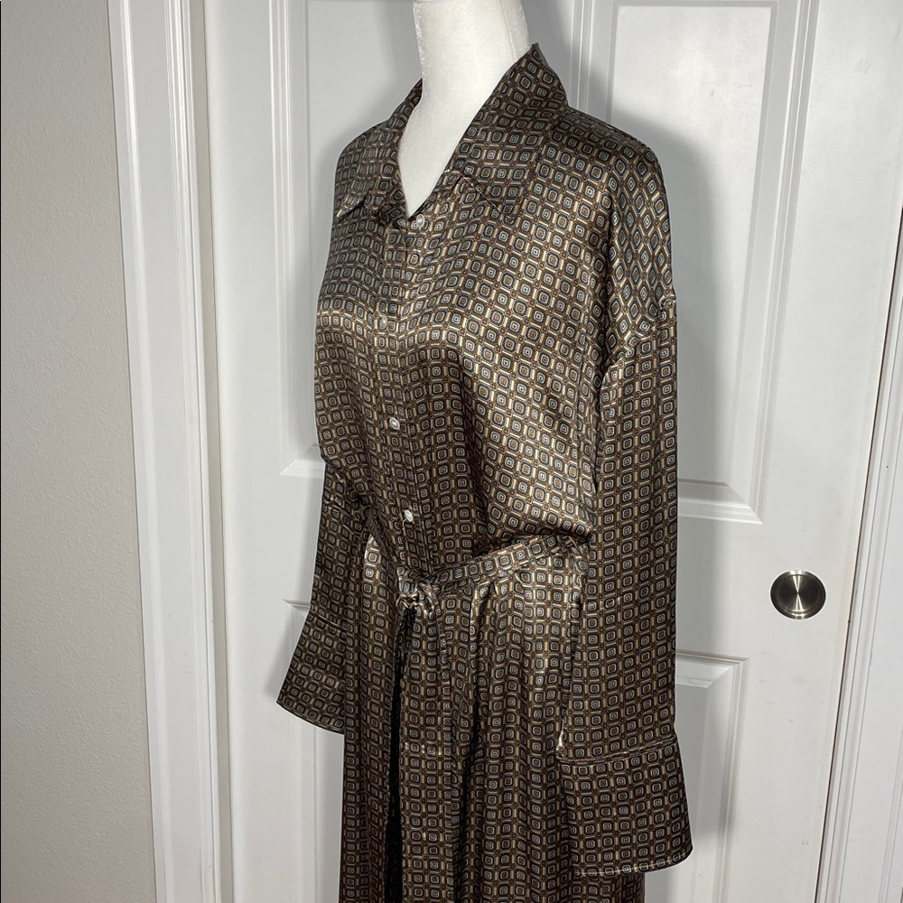 Banana Republic Muse Silk Maxi Shirt Dress Sz Small Geometric Print Long Sleeve - Picture 10 of 16